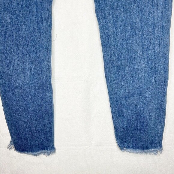 Free People Women's Skinny Low Rise Distressed Raw Hem Jeans Blue Size (26x25) - Picture 6 of 7